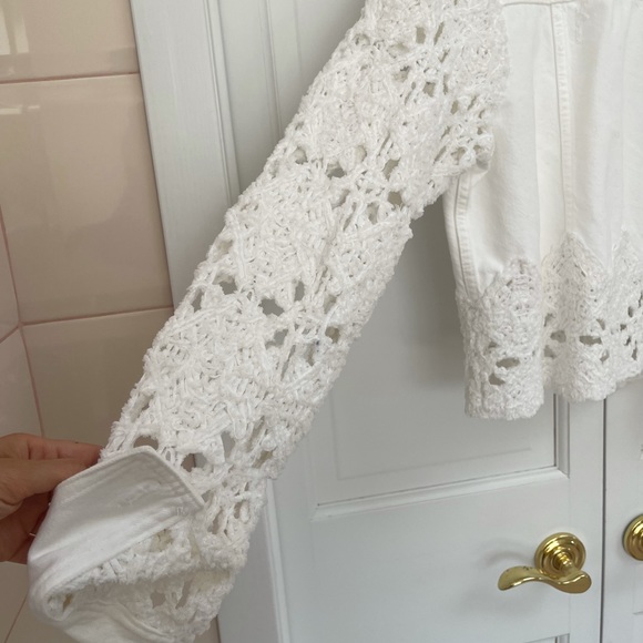 Jonathan Simkhai White Macrame Crochet Button Down Jacket - Picture 10 of 16